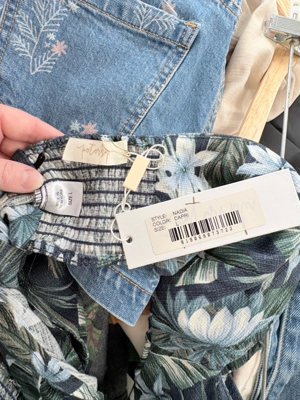 NWT Petersyn X Revolve Linen Tropical Floral Bandeau Tie Up Top - Picture 3 of 4